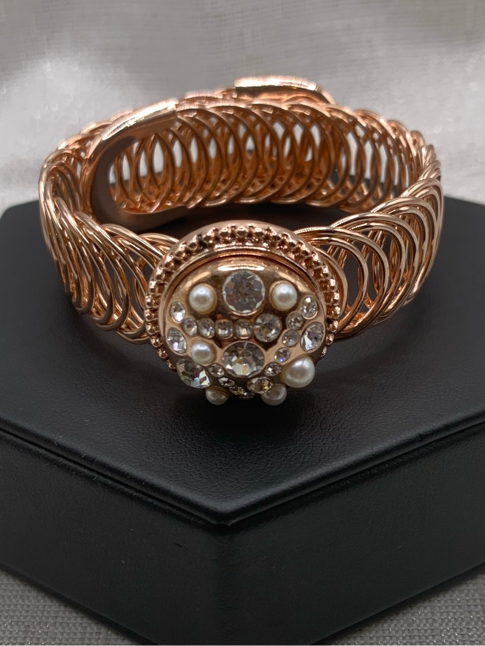 PEARL - Easiest On/Off Bracelet EVER! Rose Gold Snap Button Bracelet with Charm